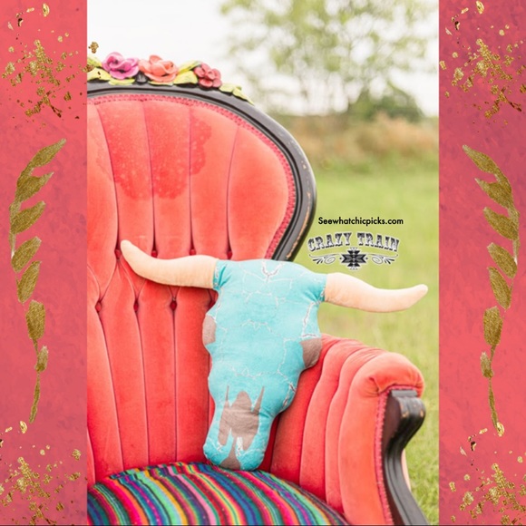 Crazy Train Other - “Bull Creek” Fun Bull Skull Pillow by Crazy Casa